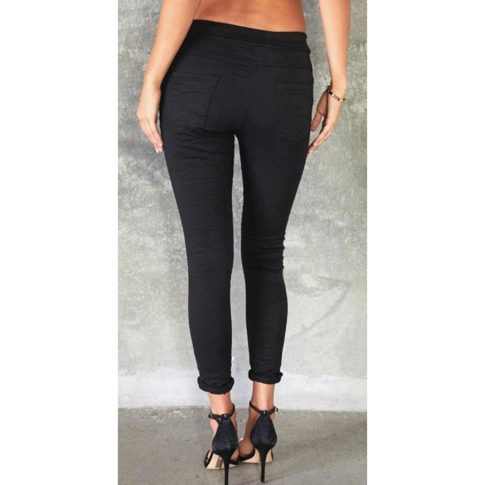 New Venti6 Black Drawstring Soft Stretch Joggers Pants - Made in Italy - Picture 4 of 9